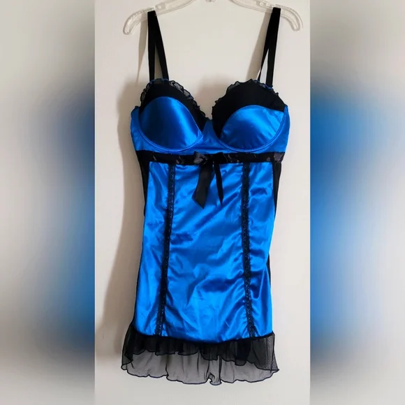 Elegant Blue and Black Women's Chemise - Picture 1 of 15